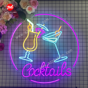 Neon Lights <strong>Sign</strong> <strong>Cocktails</strong> Logo <strong>Cocktail</strong> Glass Pattern for Home Bar Decoration Drink Neon Signs for Wall Restaurant Decorations - Product Image 1