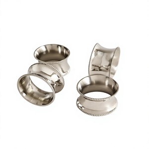 <b>Silver</b> <b>Napkin</b> Rings Set of 4 Pcs Hollow Shape Customizable Designs & Durable Metal <b>Napkin</b> Ring For Table Accessories Dining Use - Product Image 1