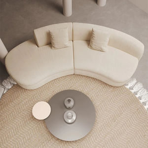 Canapé Sherpa Rétro Moderne Incurvé <span class=keywords><strong>Causeuse</strong></span> Confortable pour Appartement Salon Hôtels Airbnb - Product Image 3