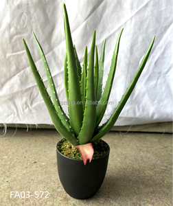 Venta al por mayor <span class=keywords><strong>de</strong></span> Aloe <span class=keywords><strong>Vera</strong></span> Artificial planta en maceta hecha a mano verde falso bonsái interior hogar Oficina escritorio decoración planta - Product Image 5