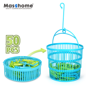 Garde-robe télescopique en plastique, 50 pièces, nouveau Style, pour la maison, épingles à linge dans panier - Product Image 2