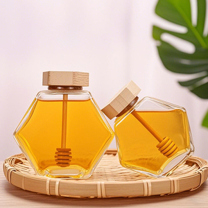 Ru Sao 360Ml 500Ml Bán Buôn Hình Lục Giác Hình Dạng Lọ Thủy Tinh Thực Phẩm Thủy Tinh Container Cho Mứt Mật Ong - Product Image 1