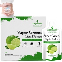 AegleWell Super Greens en Sachets Liquides, Complément Alimentaire Vert Superfood à Base d'Aliments Entiers, Boisson Détox Douce pour la Santé Intestinale et l'Équilibre Digestif