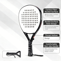 Raquette de beach tennis professionnelle en fibre de carbone 3K légère et durable, forme goutte d'eau, filet en polyester portable pour un contrôle maximal