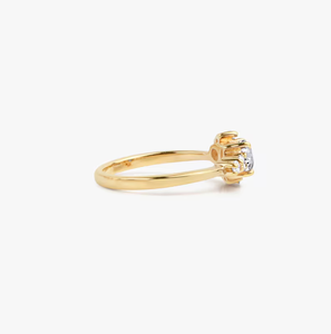 Anillo de compromiso moderno con racimo de diamantes cultivados en laboratorio, oro macizo, corte redondo, diamantes VS F G, anillo único con racimo para mujer - Product Image 4