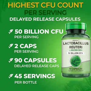 مكملات غذائية عشبية بفاعلية مضادة للأكسدة مجففة بالتجميد لاكوباسيلوس ريوتري كبسولات مضافة - Product Image 3