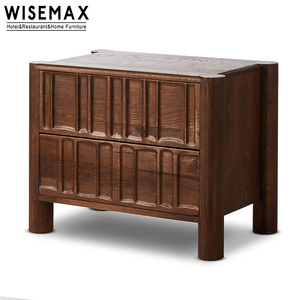 Muebles <span class=keywords><strong>de</strong></span> Dormitorio <span class=keywords><strong>Retro</strong></span> Americanos WISEMAX, Mesa <span class=keywords><strong>de</strong></span> <span class=keywords><strong>Noche</strong></span> <span class=keywords><strong>de</strong></span> Madera Maciza con Dos Cajones, Mesa Auxiliar <span class=keywords><strong>Vintage</strong></span> para Hotel - Product Image 4