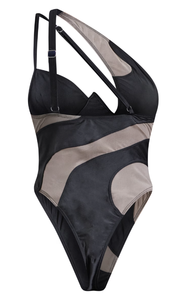 Dernier modèle de maillots de bain personnalisés avec logo imprimé maille une épaule Gagnants Maillot de bain une pièce à armatures Push up Cup Maillot de bain - Product Image 5