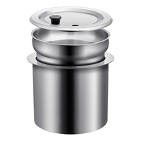 Chauffe-soupe rond encastrable commercial en SUS304, cuisinière électrique pour réchauffer les aliments avec pot et couvercle pour buffet d'hôtel 10L 30L