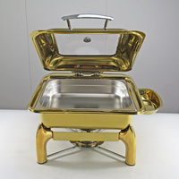 Réchaud de buffet professionnel en acier inoxydable avec fenêtre, chauffe-plats de luxe carré à couvercle hydraulique relevable