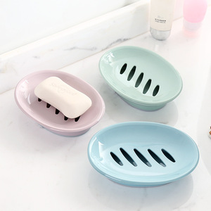 Oval Soap Dish Nordic Blue Plastic Draining Bathroom Soap Holder With Slots For Drainage - Product Image 3