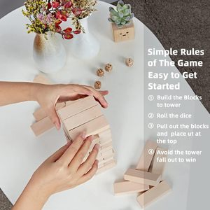 54 pz classico blocco impilamento da tavolo gioco blocchi di legno per i bambini e le famiglie Tumbling blocchi di torre di gioco - Product Image 4