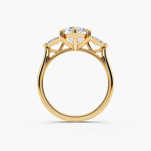 Bague de fiançailles SGARIT en or jaune massif 18 carats avec diamant de laboratoire de 1 carat de forme marquise et diamants latéraux triangulaires pour femme - Product Image 4