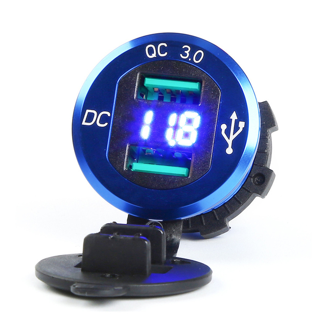 Universal QC3.0 Dual USB Car Charger Socket High Speed Fast Charging Power Port for Car Truck RV Boat