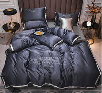 Parure de lit en soie, ensemble de 4 pièces, excellente vente en gros, housse de couette, drap, grande taille