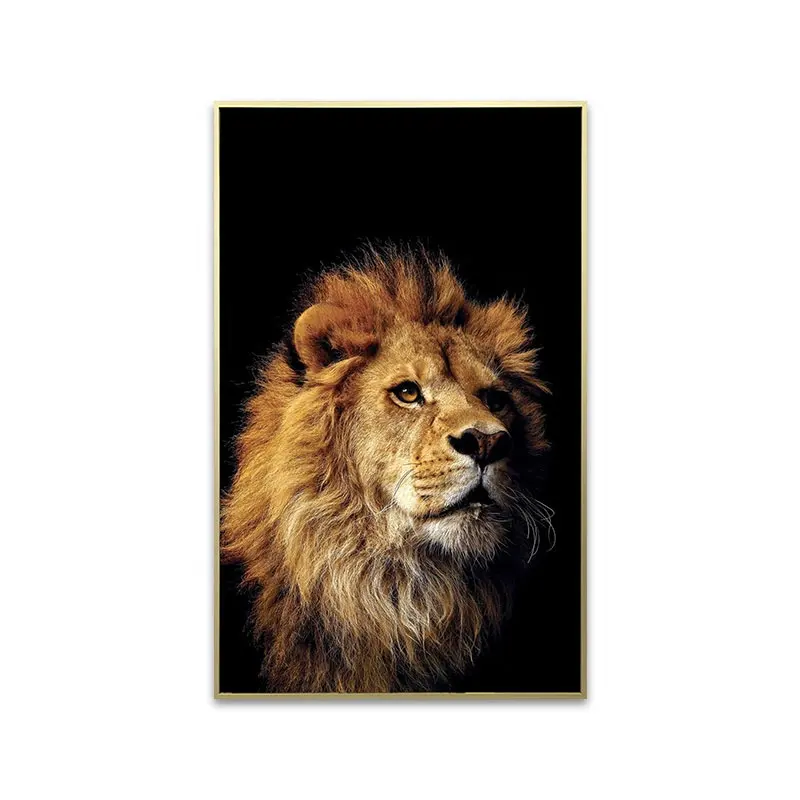 Thiết kế in ấn hiện đại pha lê sứ sơn sư tử động vật bức tranh tường nghệ thuật 3D pha lê sứ sơn