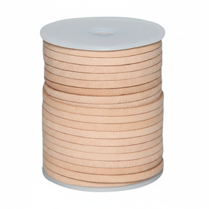 Cordon plat en cuir de vachette véritable personnalisé de 3mm pour le tressage de perles et de nœuds-Composant de bijoux pour collier en macramé - Product Image 1