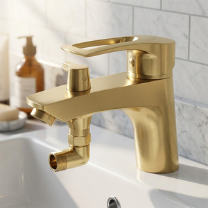 Rubinetto da Bagno Monocomando <span class=keywords><strong>con</strong></span> <span class=keywords><strong>Doccetta</strong></span>, Alimentazione Acqua Calda e Fredda per <span class=keywords><strong>Lavabo</strong></span> e Doccia - Product Image 3