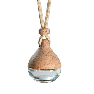 Diffuseur de parfum pour voiture en verre vide de 8 ml, nouveau design, forme plate et ronde, avec couvercle en bois - Product Image 2