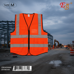 Gilet de sécurité haute visibilité orange taille M gilet réfléchissant en polyester personnalisable avec fermeture à glissière étanche à l'eau 96 pièces/cs - Product Image 5
