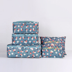 Organisateur de voyage, ensemble de 6 pièces, sac de rangement pour vêtements en polyester à motif floral, pour voyage, forme rectangulaire - Product Image 2