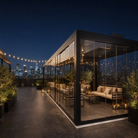 Aluminium Motorisierter Glas-Wintergarten Wasserdichtes Outdoor-Wohnzimmer für Balkon und Garten