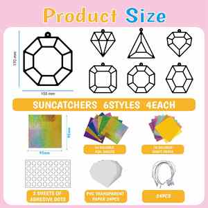 Kit de loisirs créatifs DIY en papier pour fenêtre, attrape-soleil à suspendre, motif bijou et diamant, pour activités scolaires, maison, fêtes d'enfants et cadeaux - Product Image 6