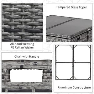 Bộ Đồ Nội Thất Sân Trong 9 Món Đồ Nội Thất Ngoài Trời Bộ Đồ Ăn Bằng Mây Với Ghế Và Bàn Kính Tiết Kiệm Không Gian - Product Image 3