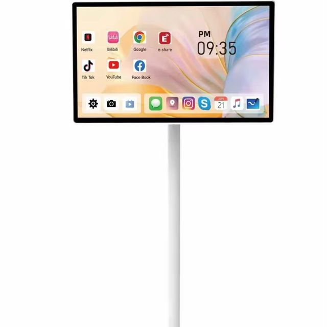 21.5 Inch Portable AI Display Monitor LED Backlight Smart TV Screen for Gaming Fitness Meetings Battery Included Movable Stand
