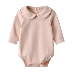 Vente en gros de vêtements pour bébés à manches longues pour nouveau-nés Barboteuse unisexe d'automne en coton biologique pour bébés