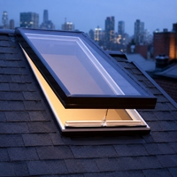 Fenêtre de toit moderne à cadre en aluminium, double vitrage trempé, lamellé-collé, pour jardin, avec persienne, sécurité intelligente et automatique