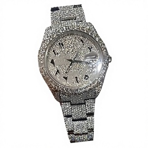 Reloj Automático de Moissanita para Hombre, Esfera Redonda de 40 mm, Correa de Acero Inoxidable y Moissanita, Resistente al Agua 10 Bar, Cierre de Pulsera - Product Image 1