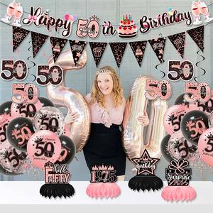 ชุดอุปกรณ์ตกแต่งงานเลี้ยงวันเกิดสีโรสโกลด์ชุดตกแต่งครบรอบแต่งงาน50ปีชุดสำหรับตกแต่งงานปาร์ตี้ - Product Image 5