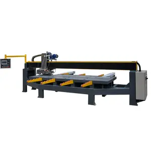 Automatic three blade Bridge Saw cutting machine for Cut sintered Stone and Marble tile with straight edge cutting