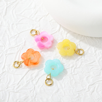 Pendentif Fleur à Cinq Pétales en Acrylique Coloré Plaqué Or 18K PVD Printemps-Été pour Collier, Bracelet et Création de Bijoux DIY