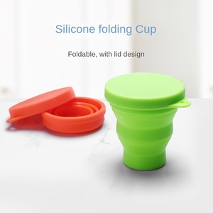 High Quality Collapsible Travel Camping Silicone Folding Drinking <b>Cup</b> Spill Proof with Lid - Product Image 2