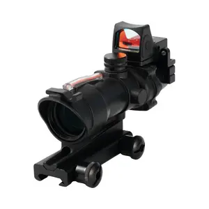 Factory 4x32 Red Glass Fiber Scope Glass Etched Real Fiber Optical Scope With Mini Red dot sight