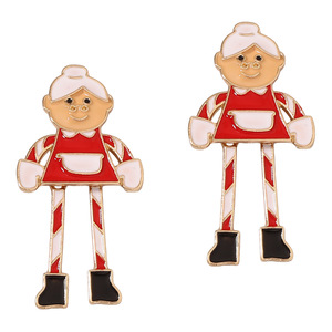 Pendientes Colgantes de Figura de la Señora Santa Claus para Navidad, de Aleación Esmaltada, Elegantes y a la Moda, Joyería Diaria para Mujer - Product Image 4