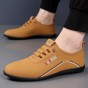 Mocassins pour hommes Oldbowl, bout rond, semelle en caoutchouc légère, chaussures décontractées, couleur unie, logo brodé - Product Image 4