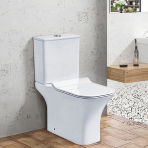 Inodoro de dos piezas de cerámica de diseño moderno, forma cuadrada, trampa en P, Nueva Versión, artículos sanitarios para hoteles, listo para uso en el baño