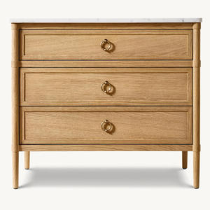 Mesitas de Noche de Estilo Francés Contemporáneo con 3 Cajones, Muebles de Dormitorio de Madera de Roble Macizo de Alta Calidad, Adorno para el Hogar - Product Image 1