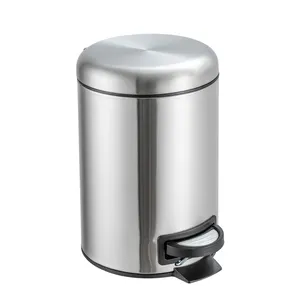 Neo round Pedal Bin with Stainless Steel Metal Waste Cover Iron Construction for Indoor Use in Kitchen Bathroom Hotel Recyclable