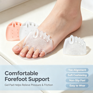 Honeycomb Breath <b>Silicone</b> Forefoot Support Sling Five Toe Loop Foot Cushion Toe Alignment Pad Shock Absorbing Shoe Insert - Product Image 1
