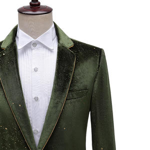 <span class=keywords><strong>Blazer</strong></span> en velours noir pour <span class=keywords><strong>homme</strong></span>, <span class=keywords><strong>veste</strong></span> de costume pour <span class=keywords><strong>homme</strong></span> avec garniture dorée, costume de scène, robe de mariage deux pièces - Product Image 4