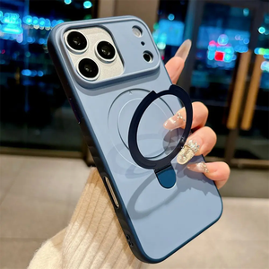 matte skin feeling for iphone 14 pro case <b>ring</b> stand <b>holder</b>,for iphone 17 pro max case deep blue - Product Image 1