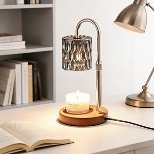Lampe chauffe-bougie électrique en métal et verre, aromathérapie, fonte de cire, décoration de table, utilisation intérieure et extérieure - Product Image 3