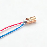 Module de diode laser à point rouge 5V 650nm 5mW, tête laser en laiton de 6mm avec fils de connexion rouge et bleu
