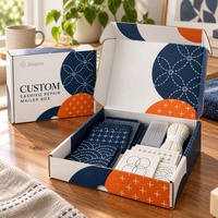 Boîte d'expédition personnalisée recyclable brillante en carton ondulé E avec impression Sashiko, feuille d'argent et fermeture magnétique pour cadeaux et artisanat