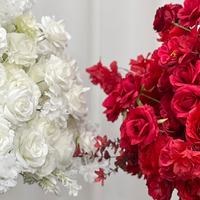 SUNWEDDING Les Plus Populaires Boules de Fleurs Artificielles Réalistes Roses Rouges et Blanches pour Centres de Table de Mariage et Décoration de Toile de Fond