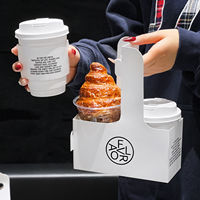 Boîte à emporter pour café, lait, thé, porte-gobelet, finition brillante/mate, carton ondulé auto-érectile, poignée personnalisable, portable